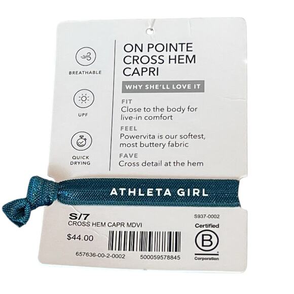 NWT Athleta Girl On Pointe Cross Hem Capri Cropped Athletic Leggings Small / 7 - Picture 4 of 10